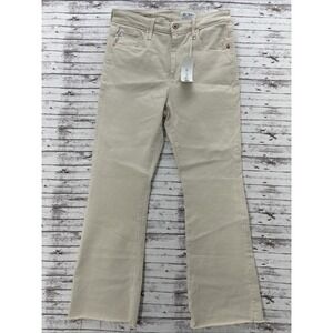 AG Adriano Goldschmied Farrah Boot Crop High-Rise Fit Raw Hem Jeans Ivory 30 NEW